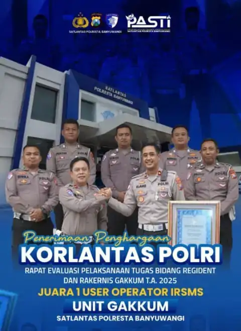 Foto Satlantas Polresta Banyuwangi Borong Prestasi, Unit Gakkum Sabet Juara 1 Operator IRSMS