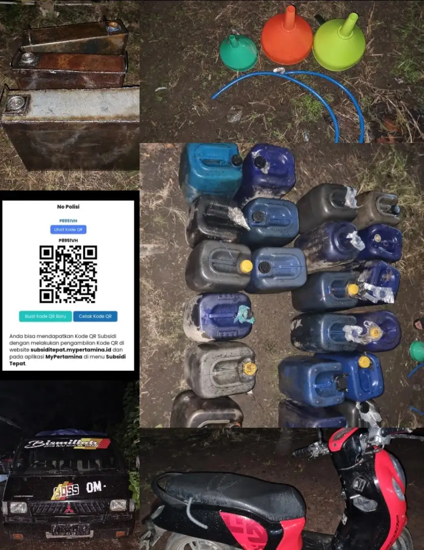 Foto Polresta Banyuwangi Tangkap Mafia BBM, 7 Tersangka di Amankan dan Ratusan Liter Solar Serta Pertalite sebagai Barang Bukti